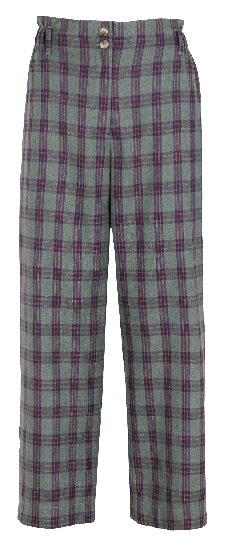 ABUELA  PANTALóN ANCHO DE CUADROS EN CAQUI