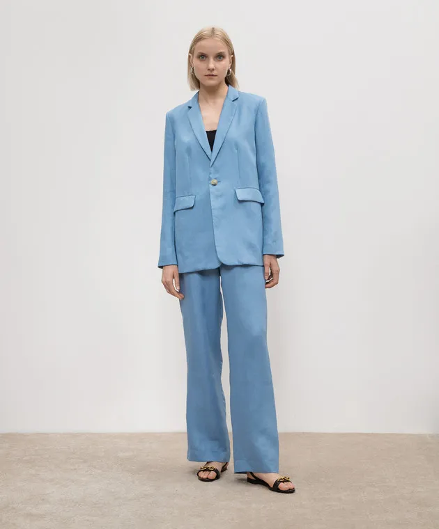 Asceno Aurelia blue linen pants