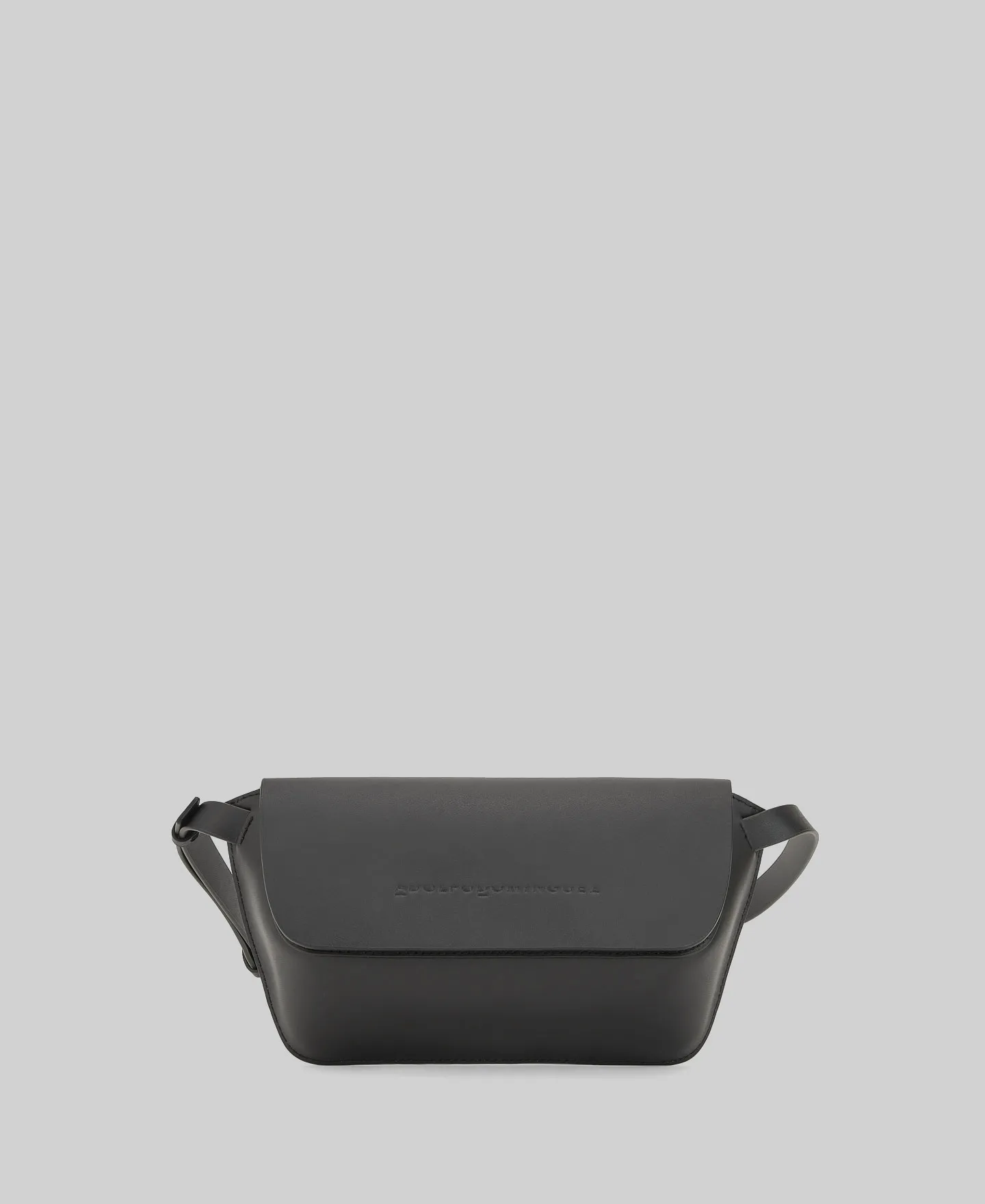 Black leather fanny pack for women