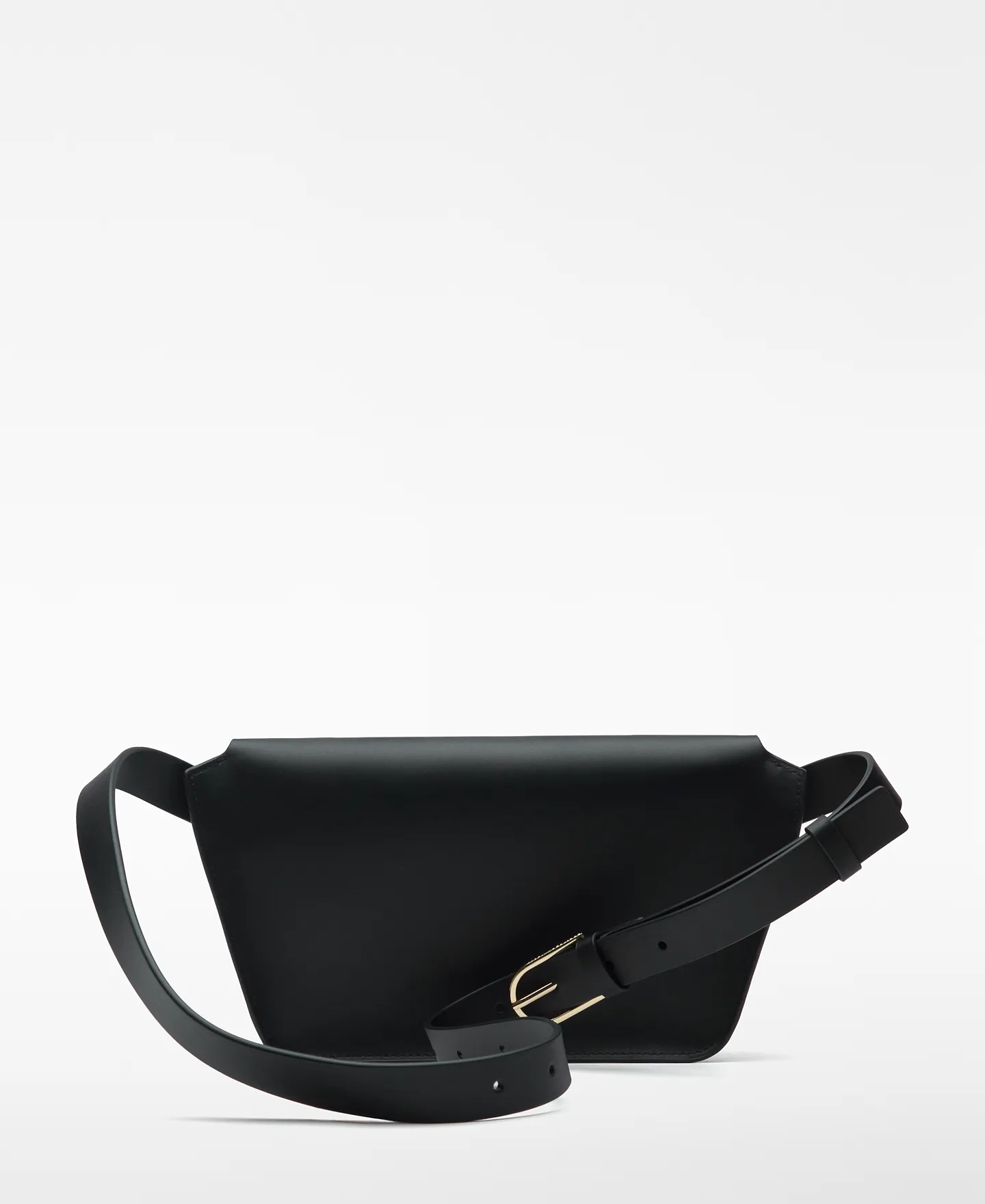 Black leather fanny pack for women