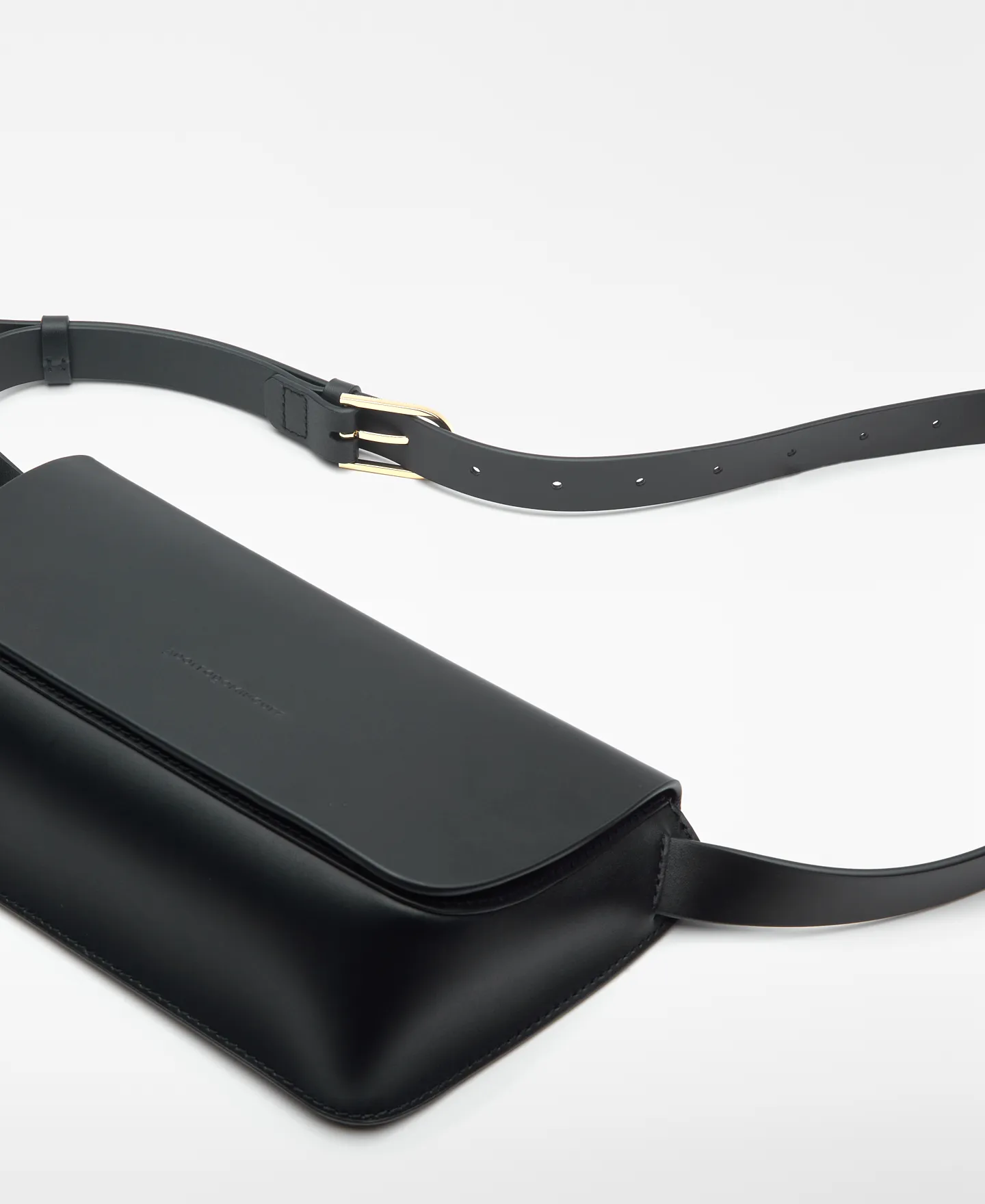 Black leather fanny pack for women