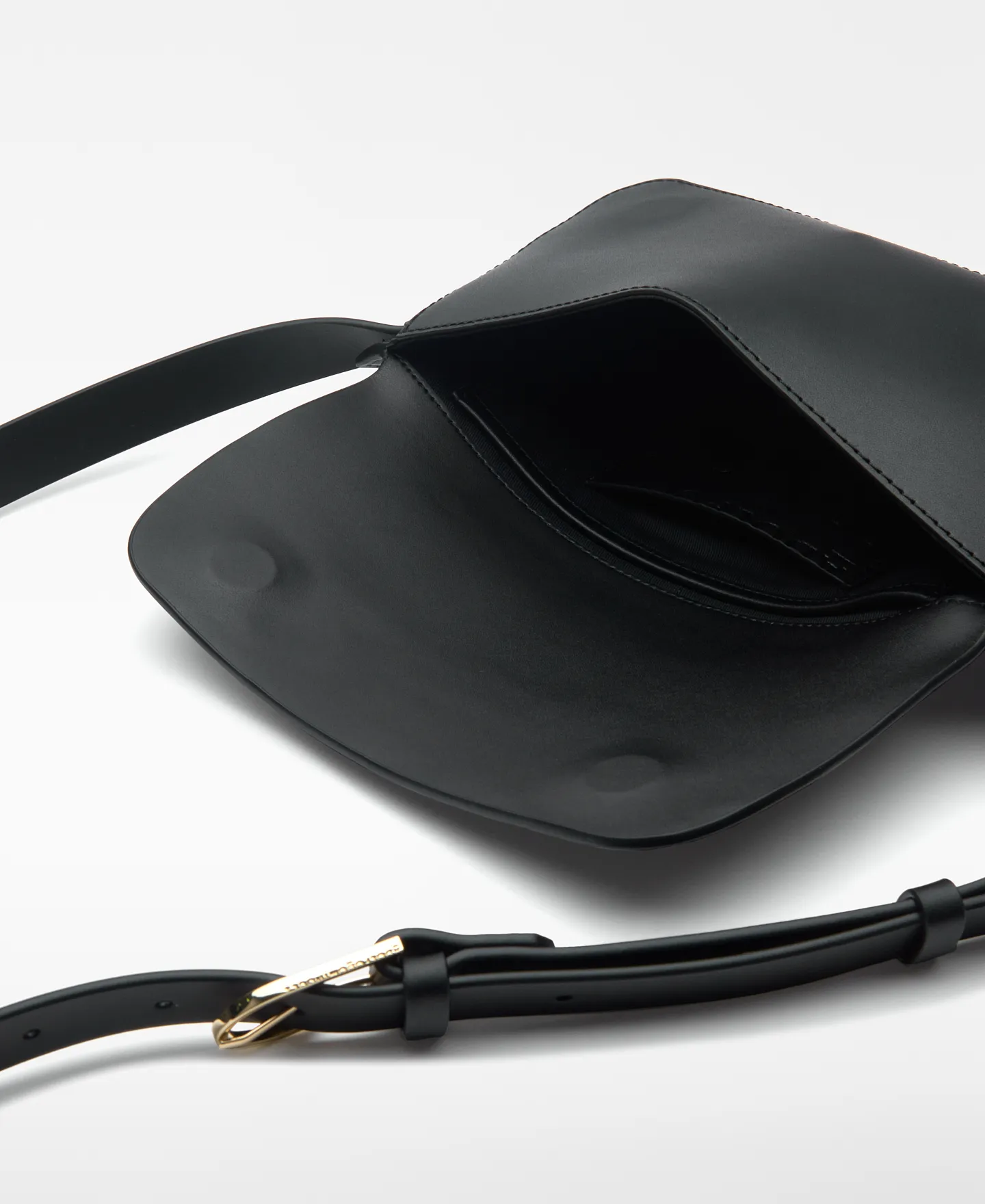 Black leather fanny pack for women