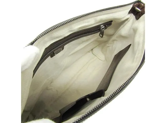 Bolso de hombro de cuero y lona para hombre Dolce & Gabbana Gris antracita Marrón oscuro 