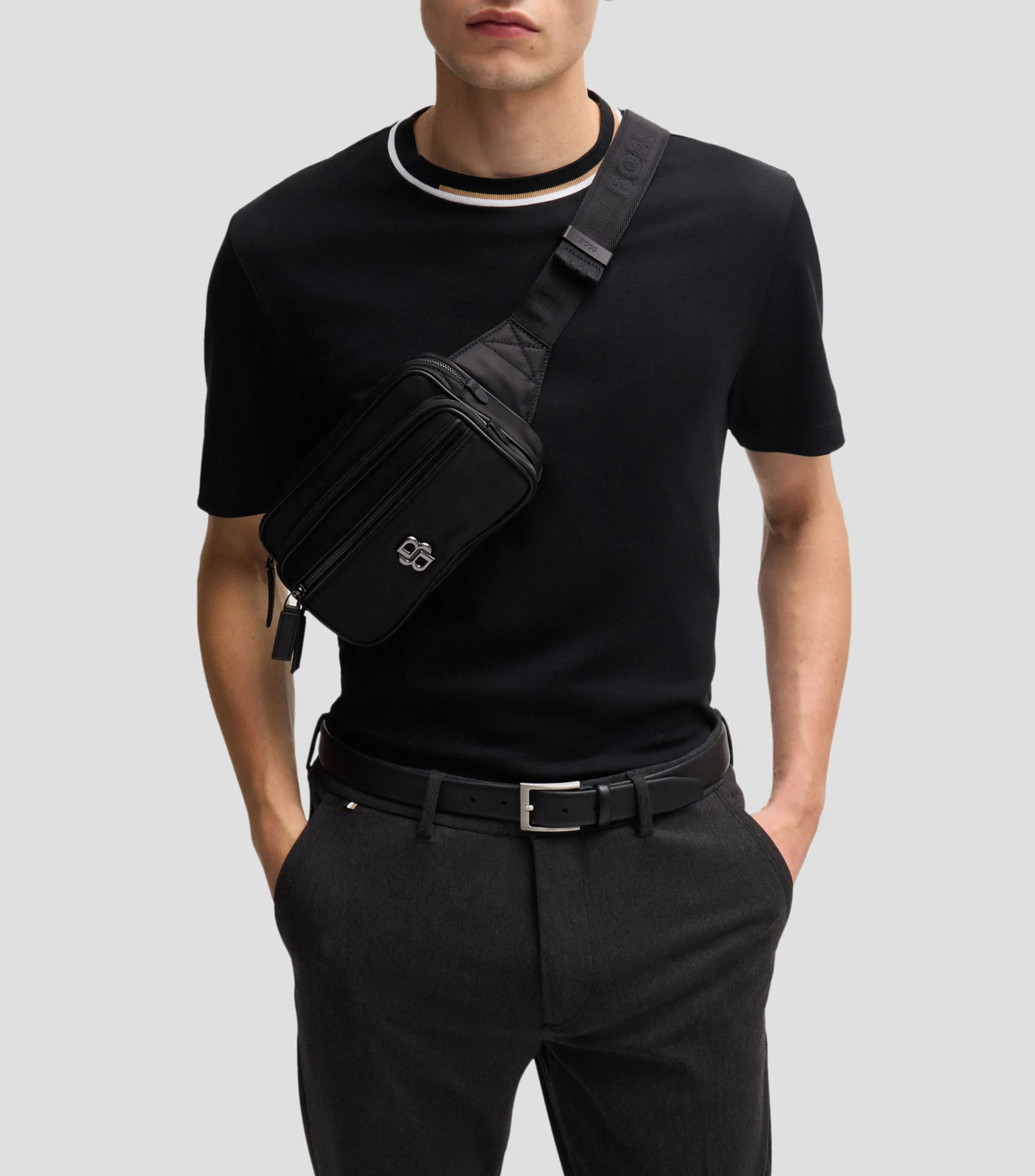 Boss Cangurera de sarga con monograma Double B Hombre