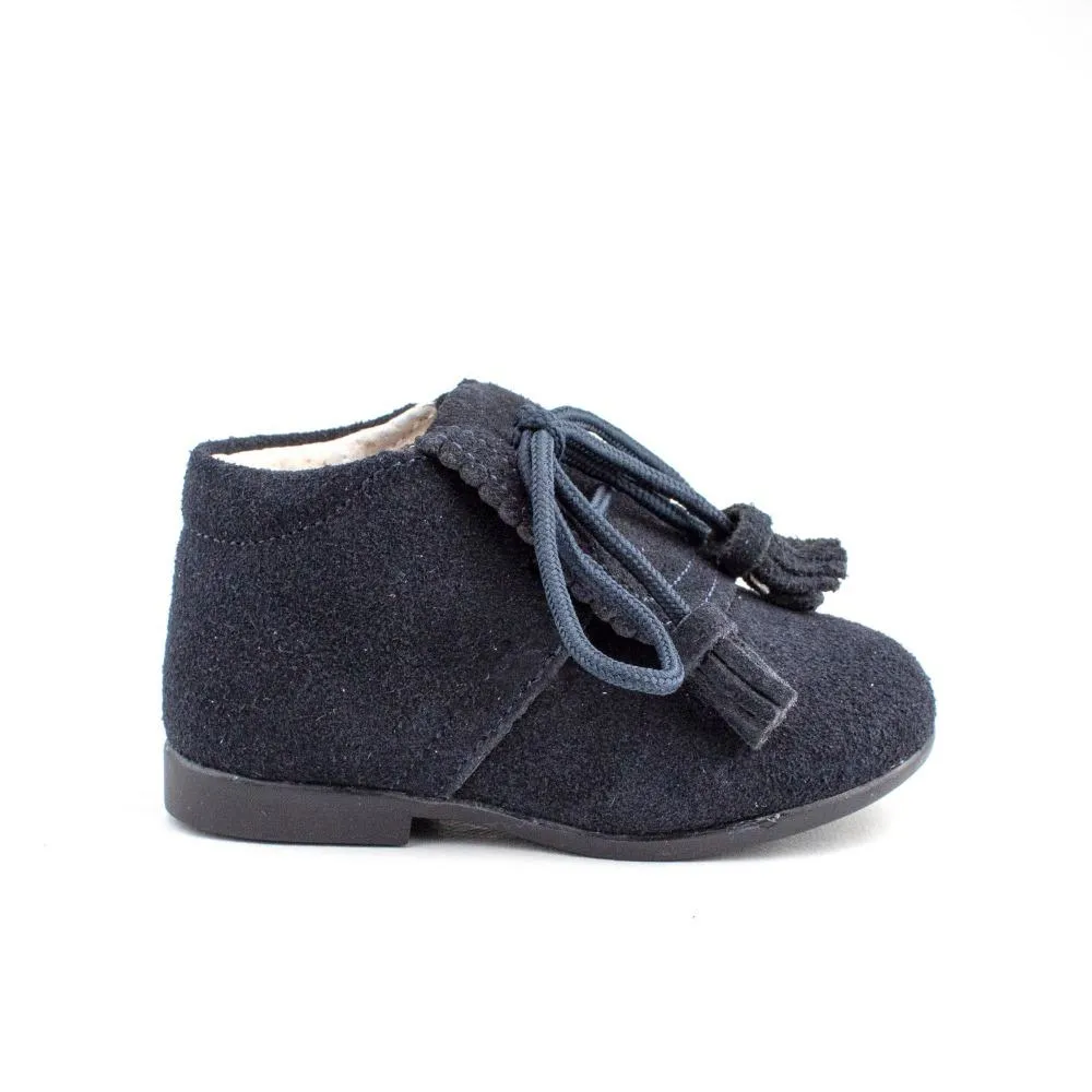 Botines Bebe Niño Piel  Marino Lengueta