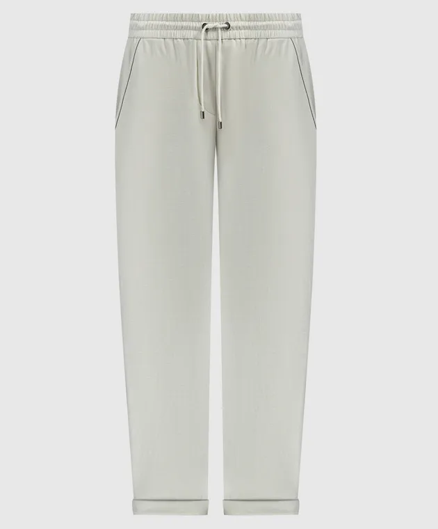 Brunello Cucinelli Beige pants with monil chain