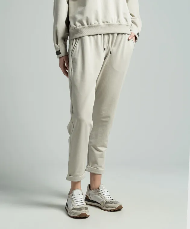 Brunello Cucinelli Beige pants with monil chain