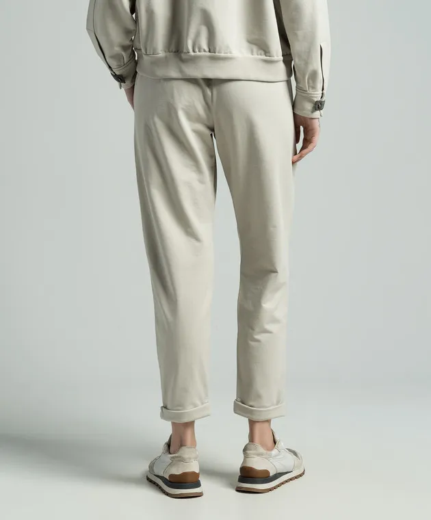 Brunello Cucinelli Beige pants with monil chain