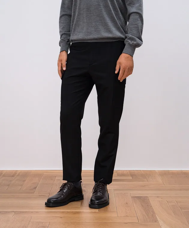 Brunello Cucinelli Black wool cargo pants