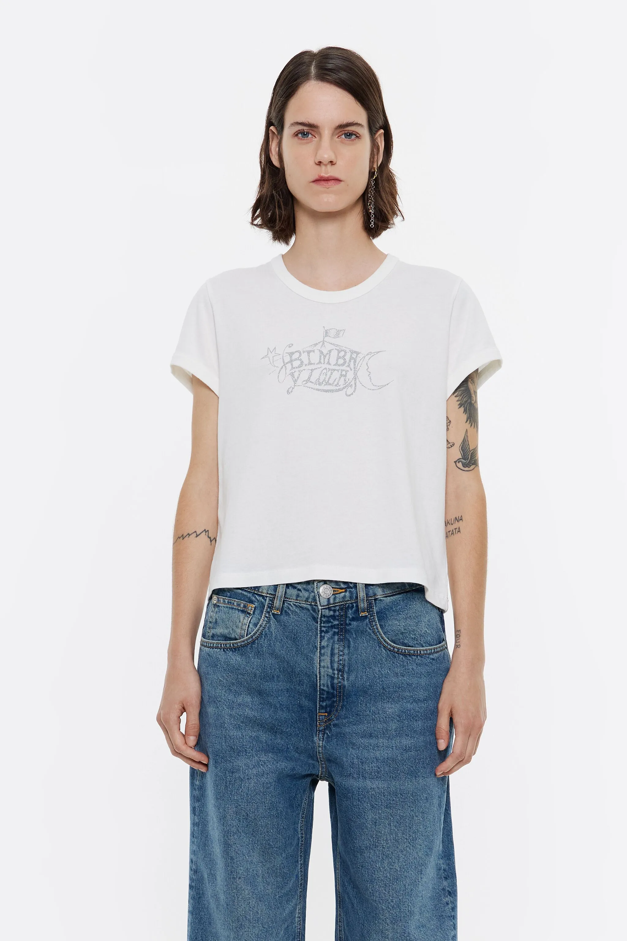 Camiseta algodón logo marfil