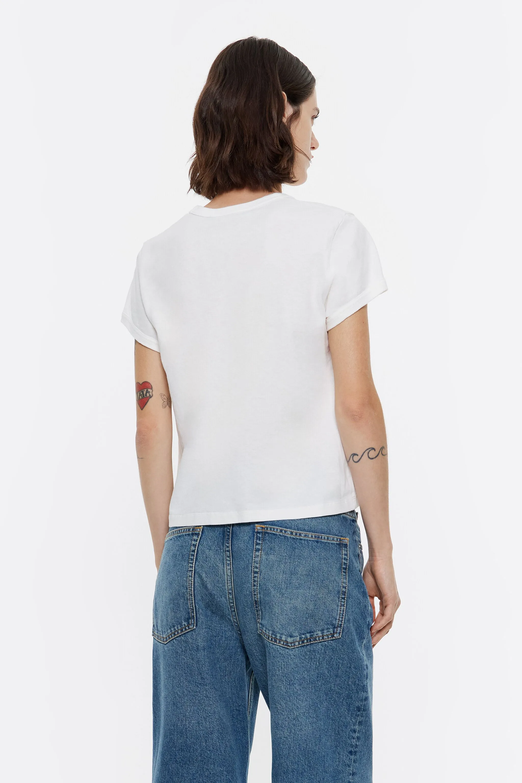 Camiseta algodón logo marfil
