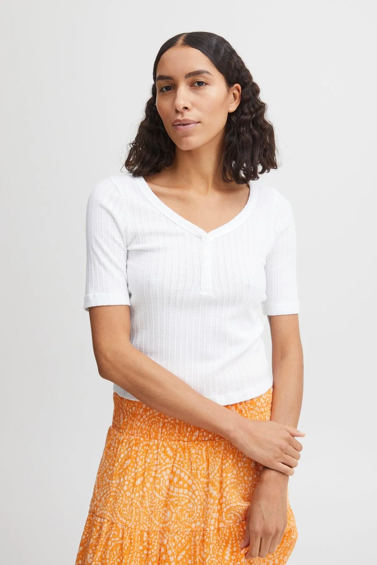 Camiseta B.Young Rilki Button Optical White