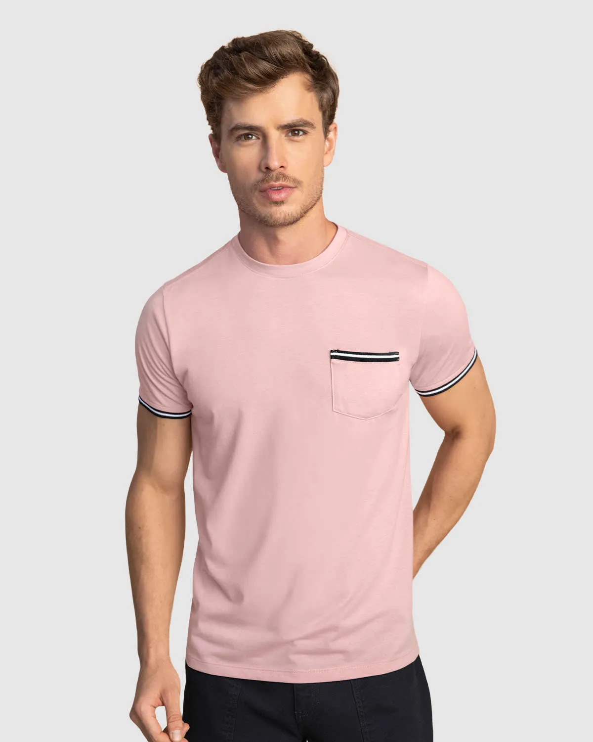 Camiseta manga corta con detalle tejido en mangas