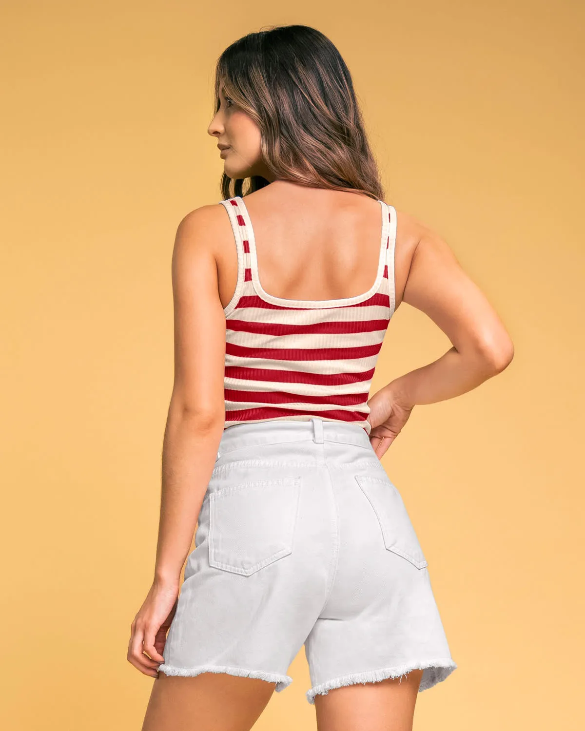 Camiseta manga sisa en tejido acanalado stretch