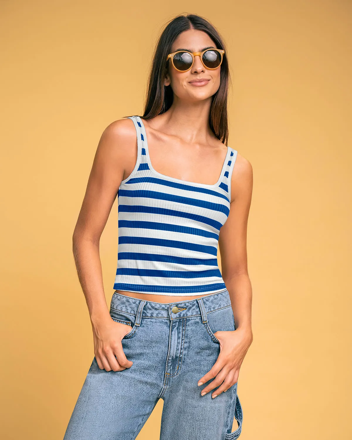 Camiseta manga sisa en tejido acanalado stretch
