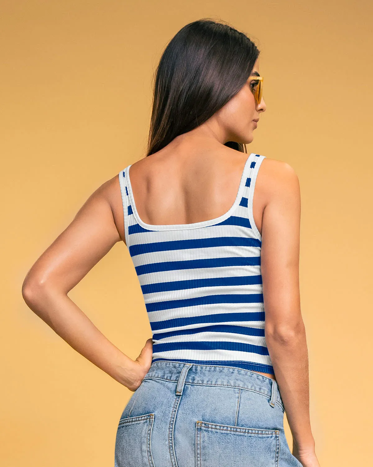 Camiseta manga sisa en tejido acanalado stretch