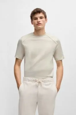 Camiseta regular fit en tejido antidesgarros de algodón con ribetes lisos
