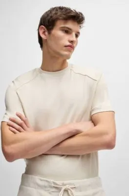 Camiseta regular fit en tejido antidesgarros de algodón con ribetes lisos