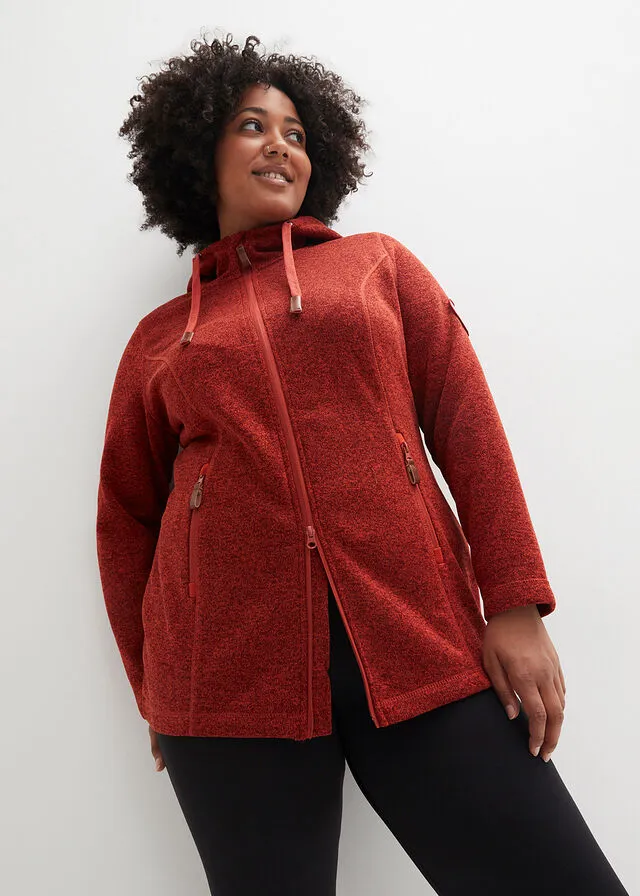 Chaqueta polar con capucha Rojo castaño jaspeado