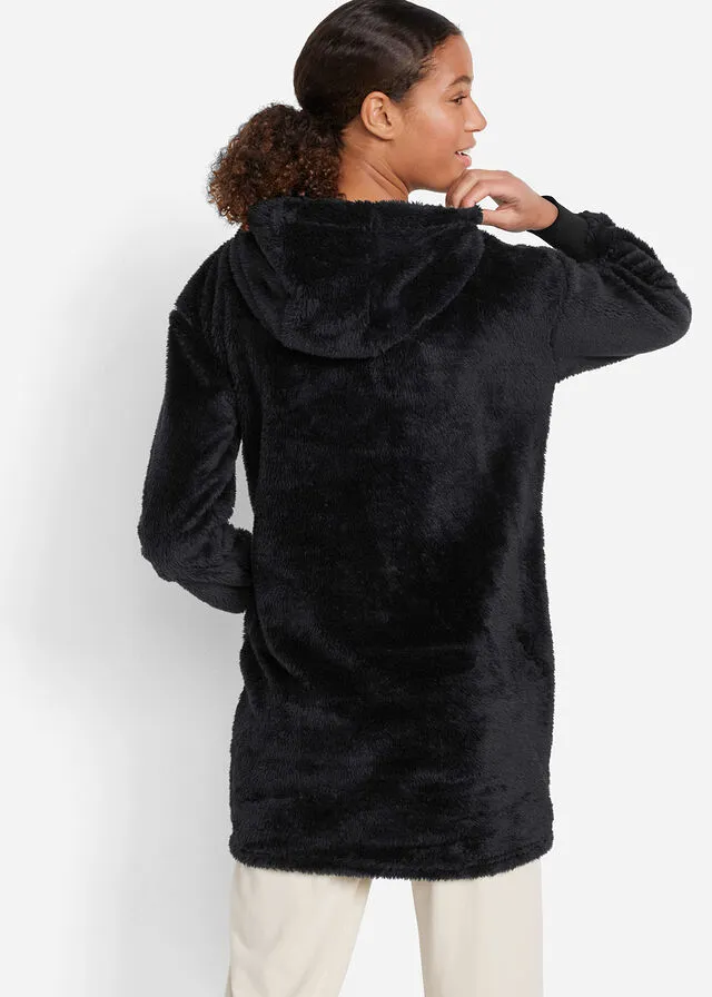 Chaqueta polar larga Negro