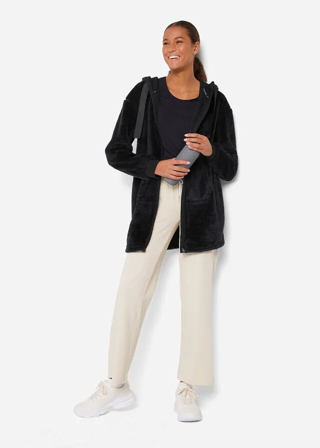 Chaqueta polar larga Negro