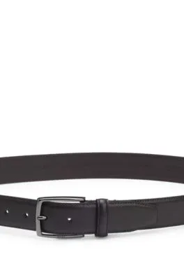 Cinturón de piel granulada con hebilla con logo fabricado en Italia