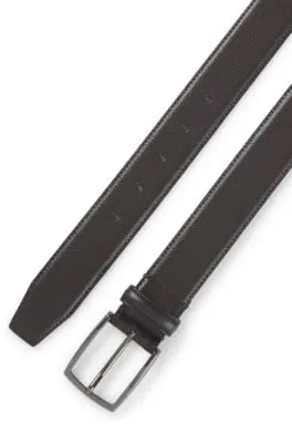 Cinturón de piel granulada con hebilla con logo fabricado en Italia