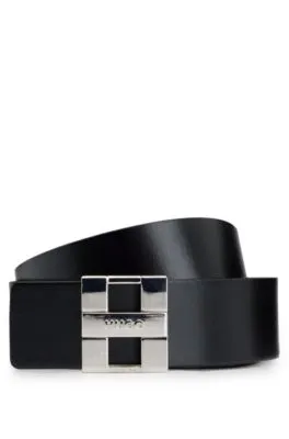 Cinturón reversible de piel italiana con hebilla con logo