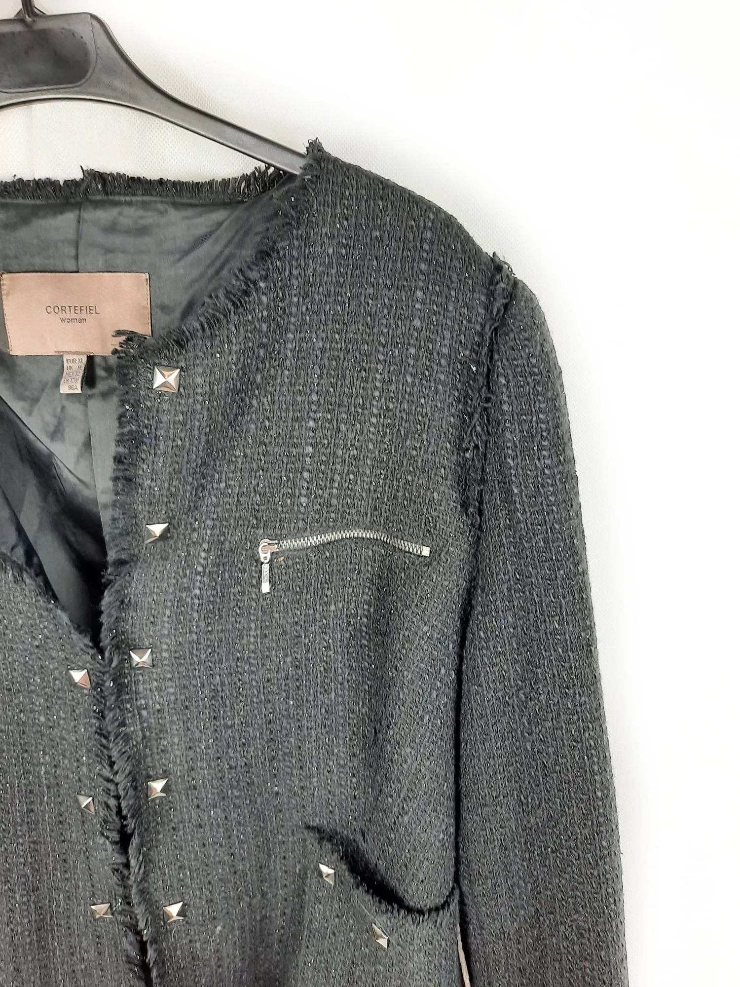 CORTEFIEL.Chaqueta tweed negra T.xl