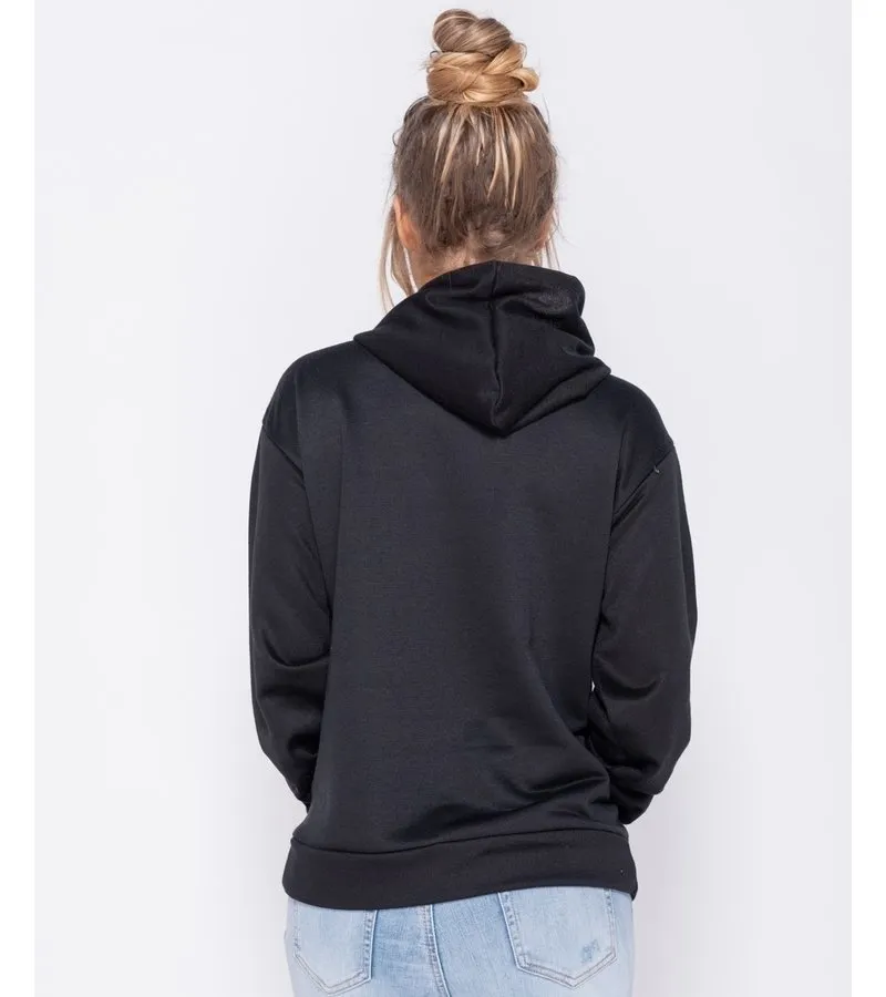 DE GRAN TAMAñO DEL LAZO DE LA SUDADERA CON CAPUCHA  MUJER  NEGRO