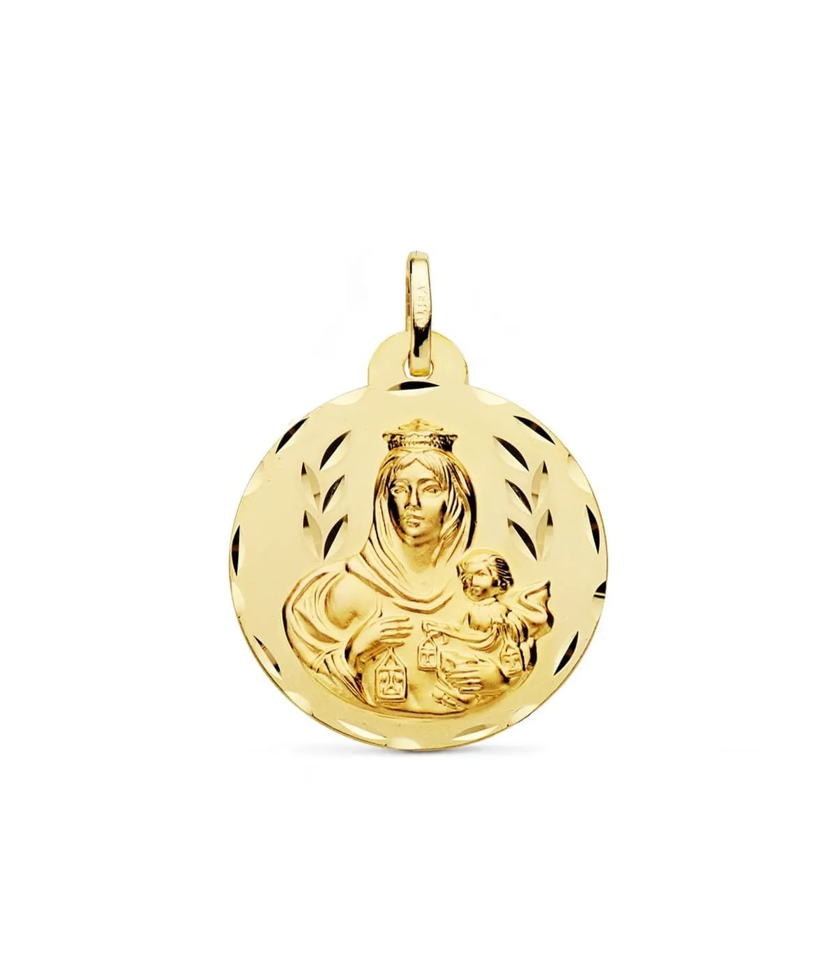 Escapulario V. Carmen y C. Jesús Oro 18K 26 mm Tallado