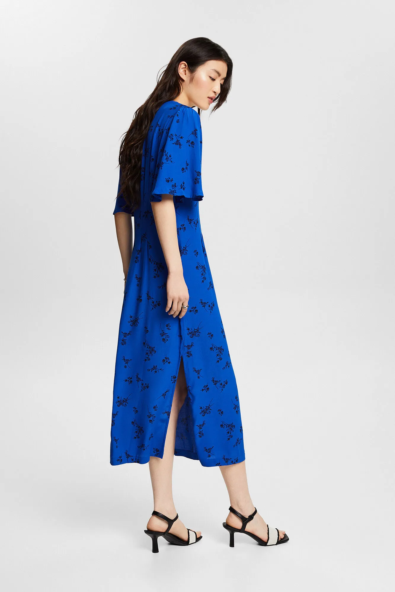 Esprit Vestidon midi de viscosa con estampado floral