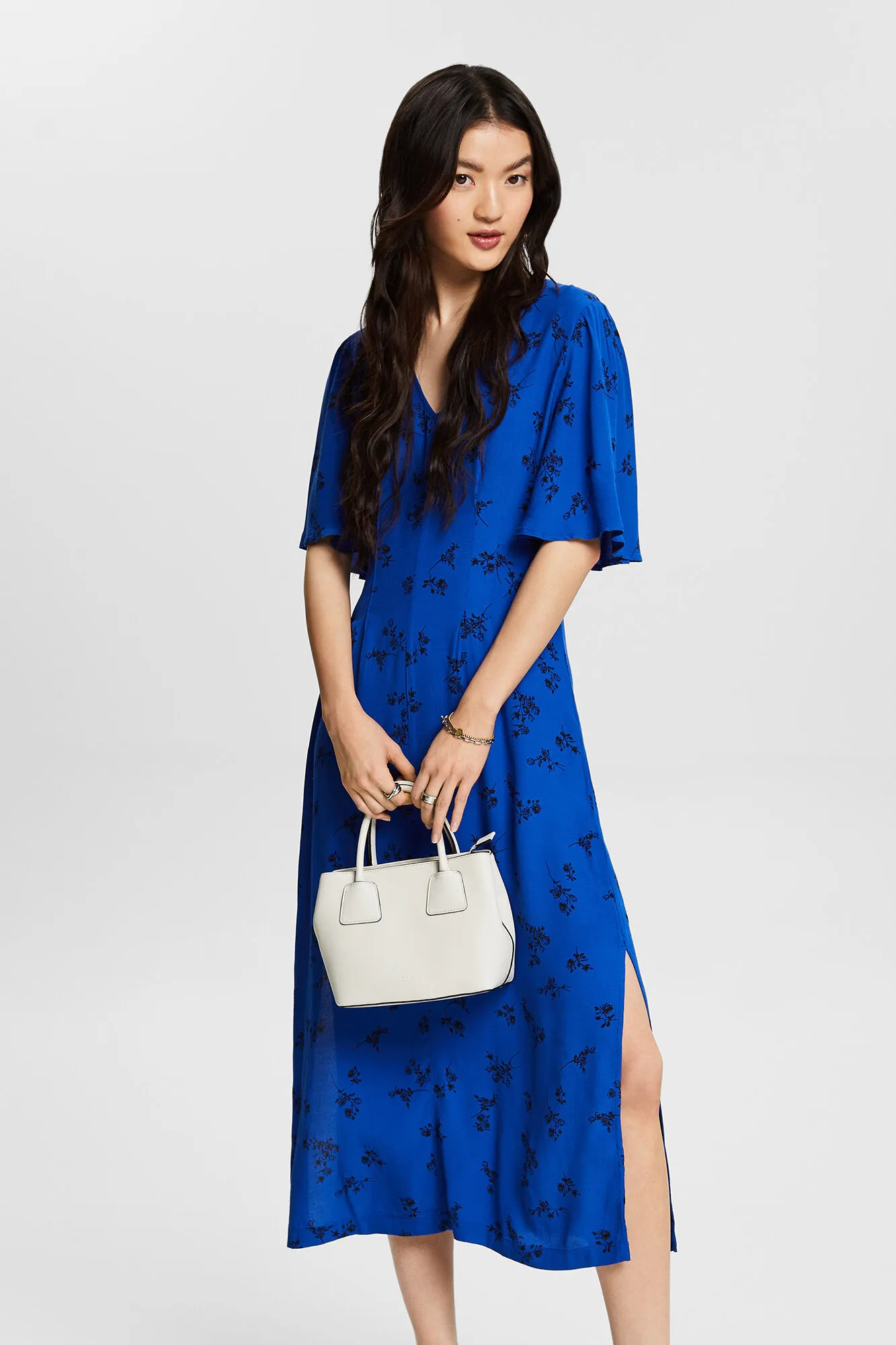 Esprit Vestidon midi de viscosa con estampado floral