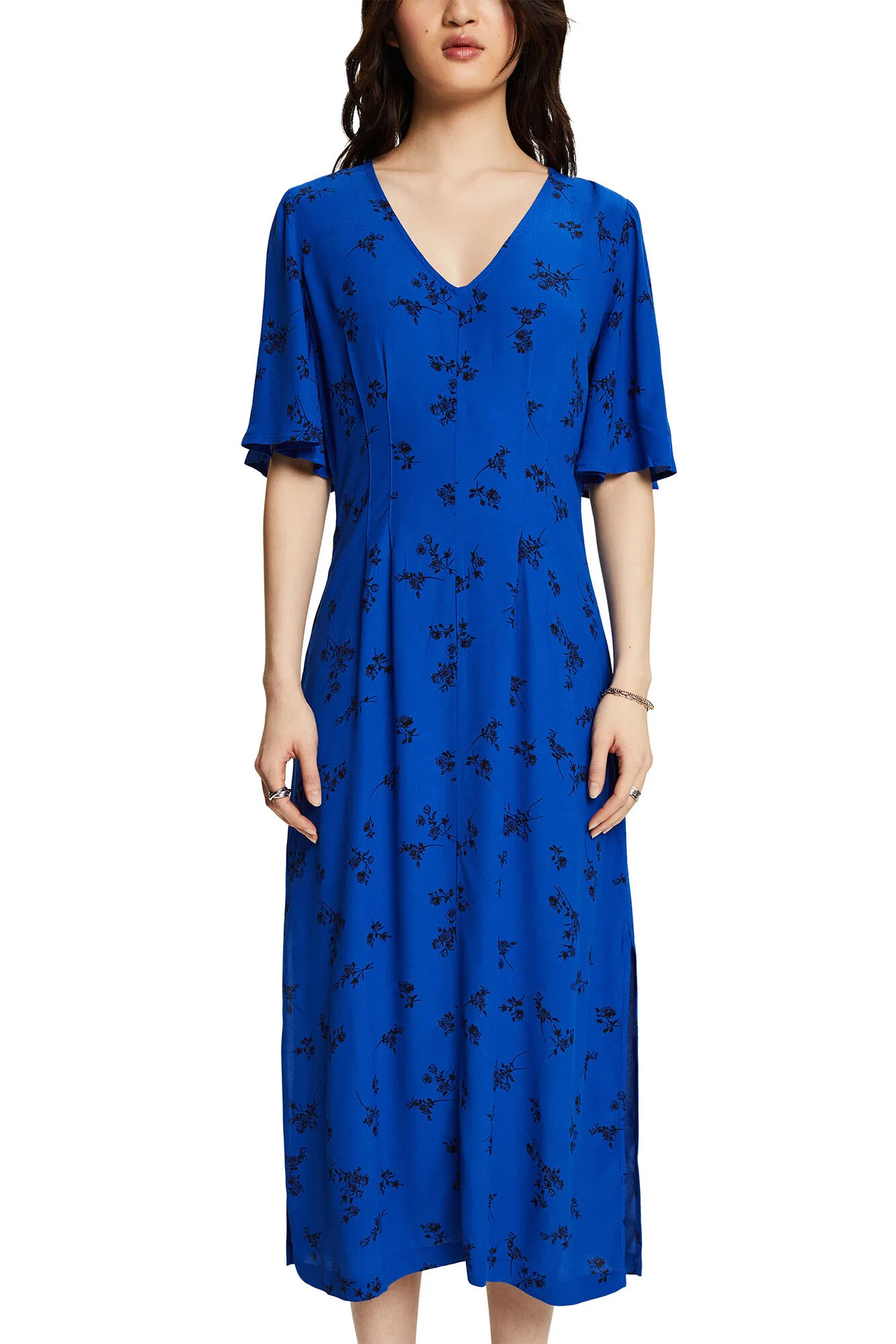 Esprit Vestidon midi de viscosa con estampado floral