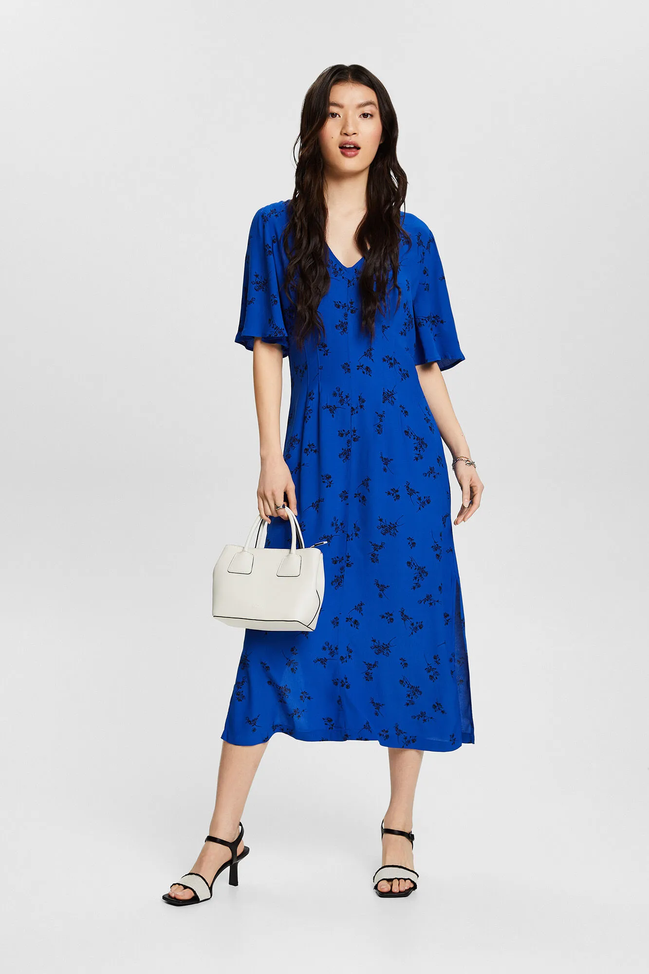 Esprit Vestidon midi de viscosa con estampado floral