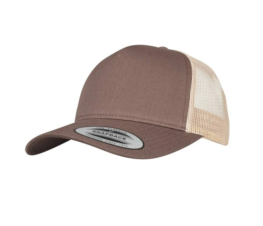 FLEXFIT F6506T  5PANEL RETRO TRUCKER 2TONE CAP  BROWN/ KHAKI