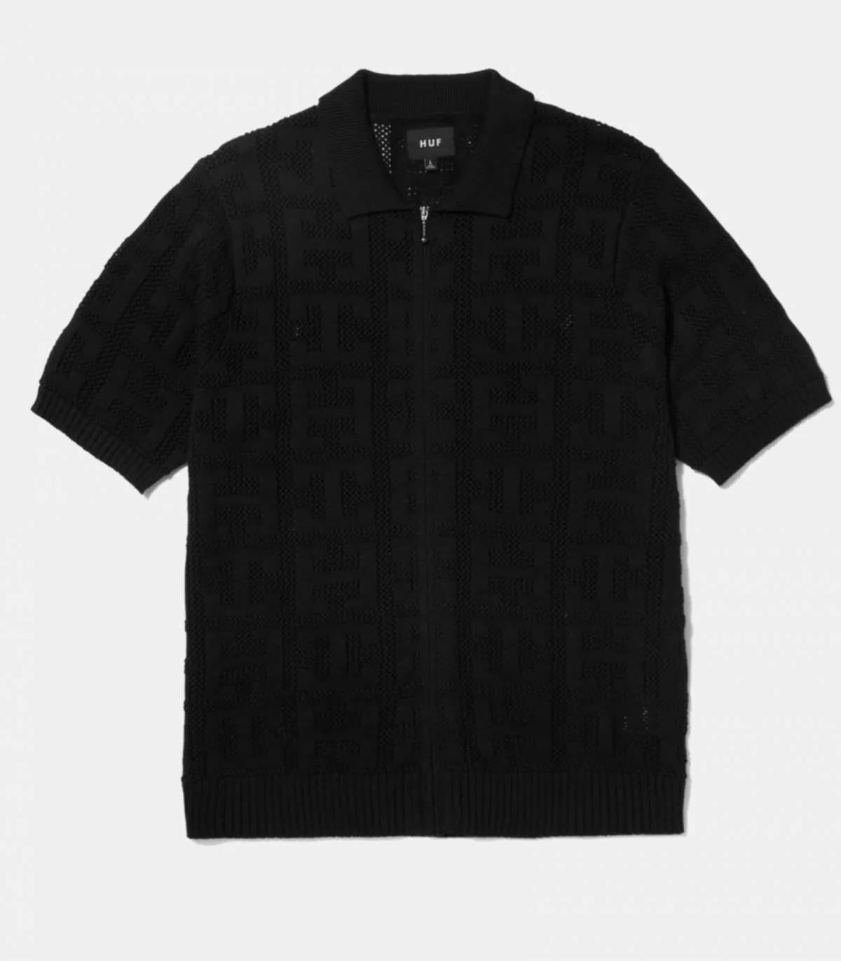 HUF  POLO PARA HOMBRE NEGRO  MONOGRAM JAQUARD ZIP