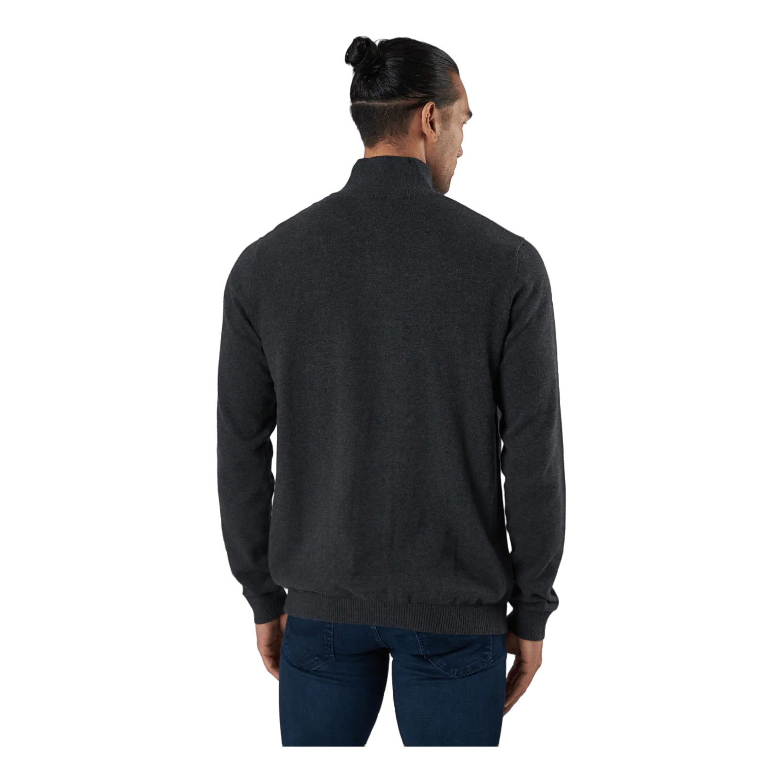 Jack & Jones Jjebasic Knit Half Zip Dark Grey Melange