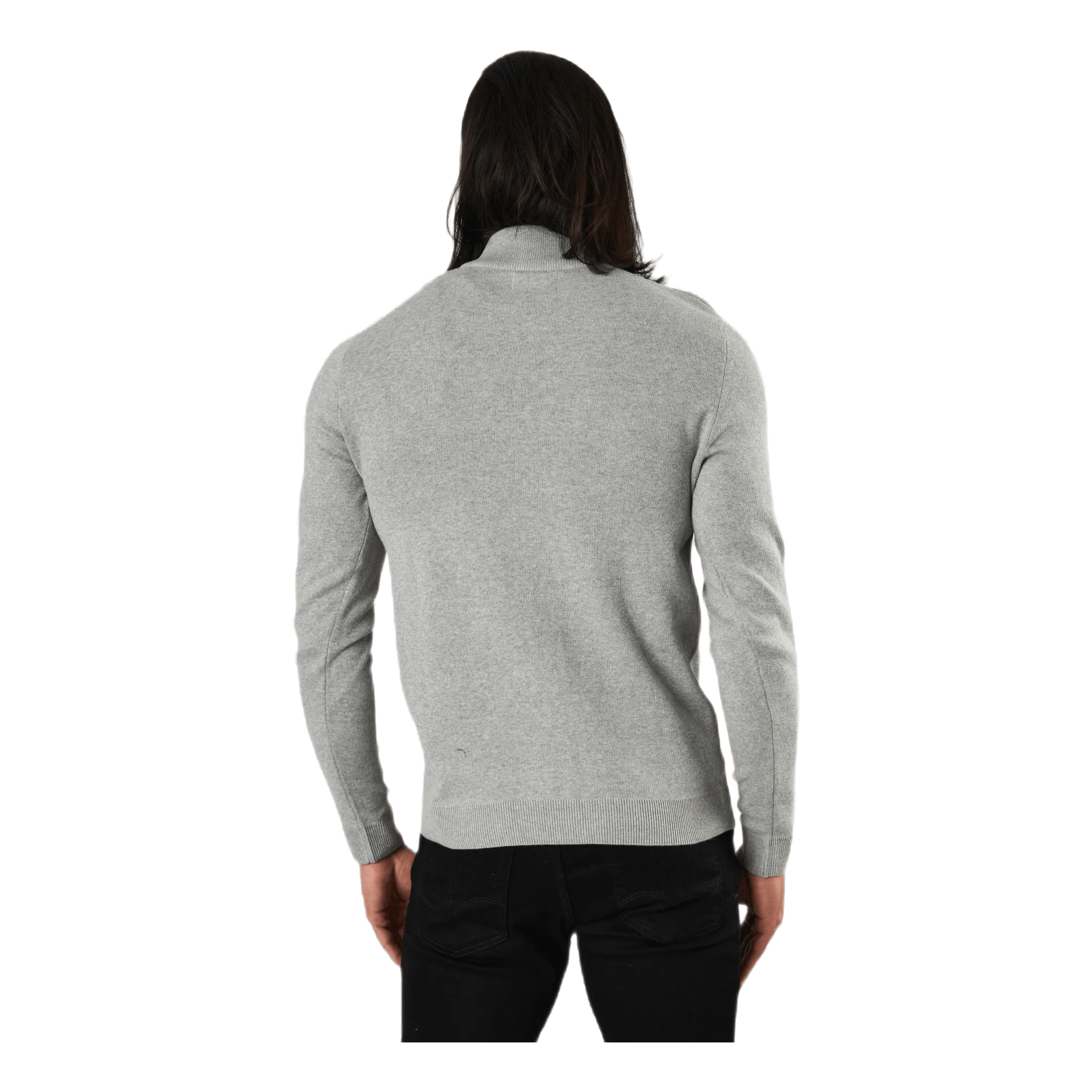 Jack & Jones Roy Knit High Neck Zip Light Grey Melange
