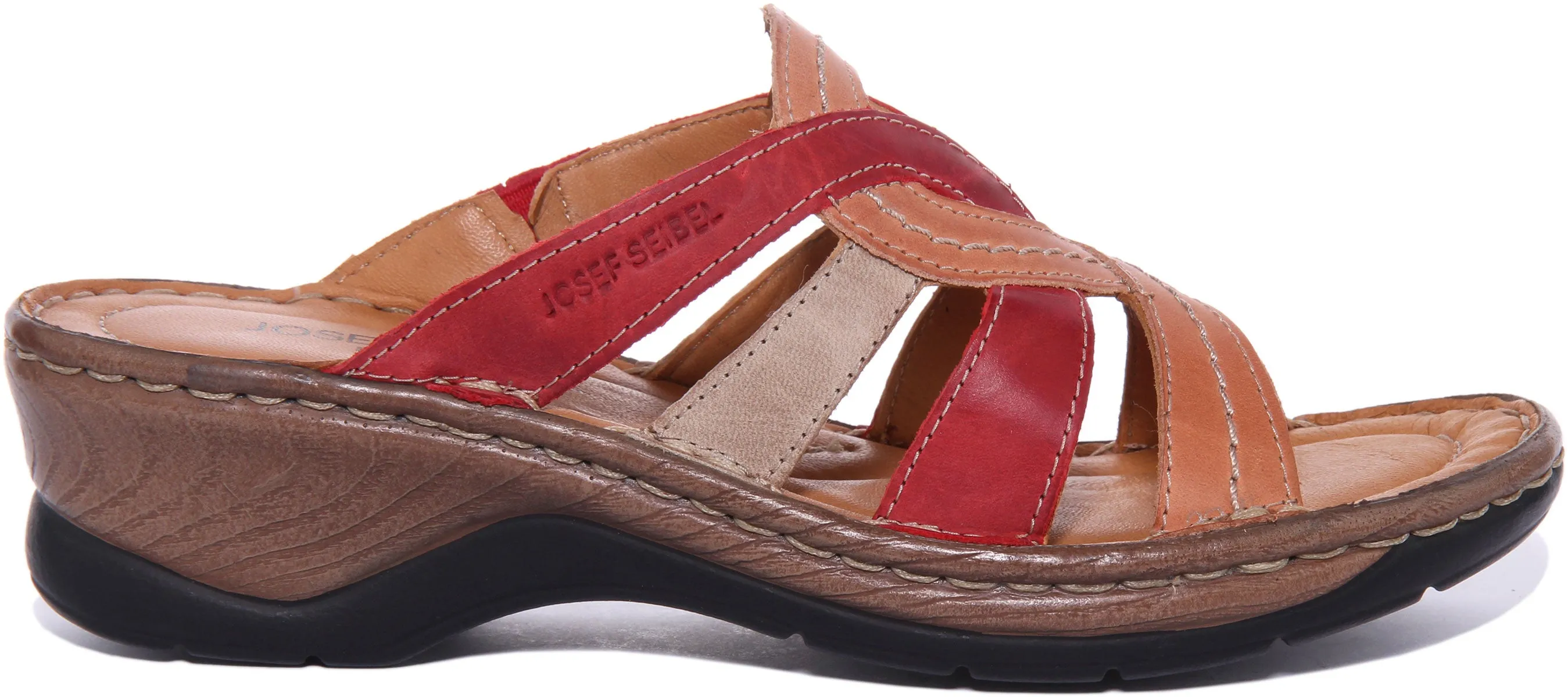 Josef Seibel Catalonia 01 Sandalia de cuña de piel para mujer en multicolor