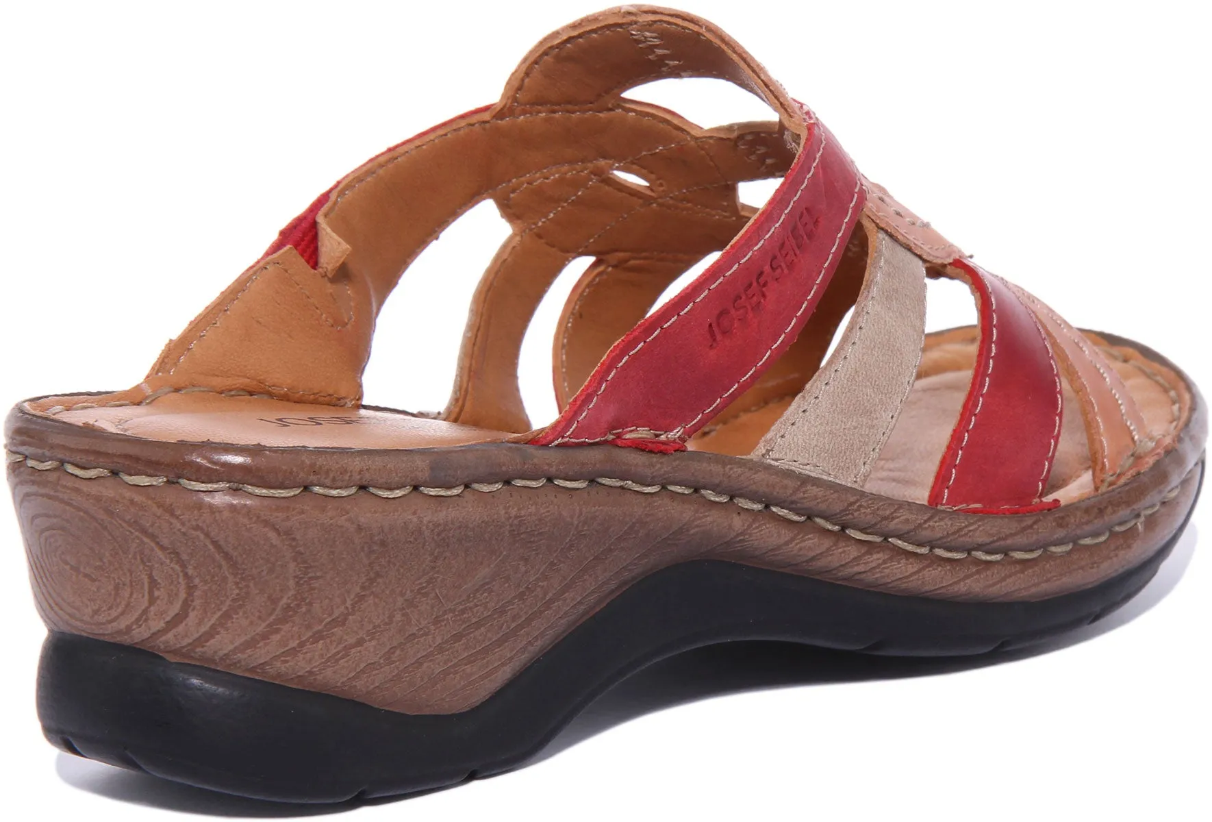 Josef Seibel Catalonia 01 Sandalia de cuña de piel para mujer en multicolor