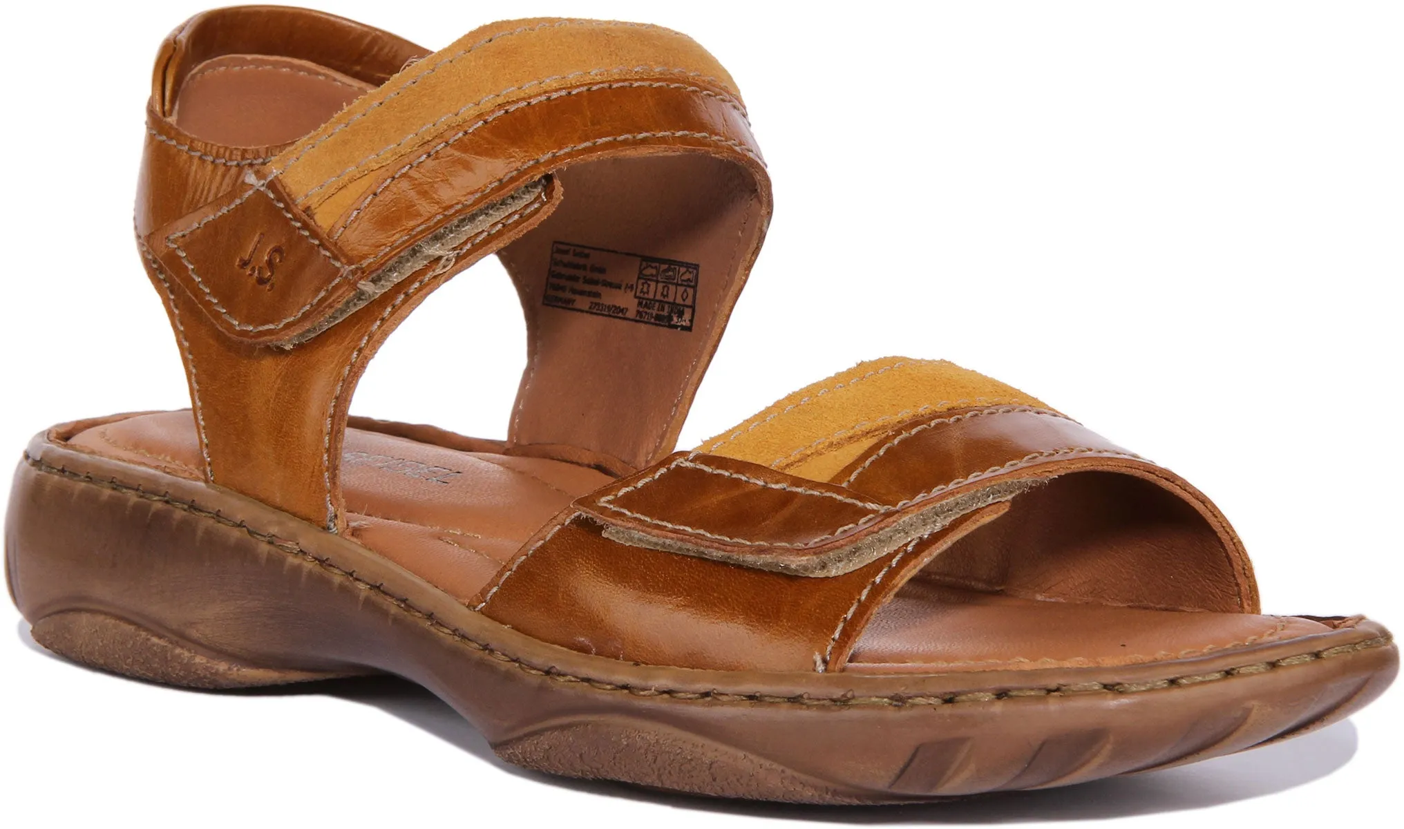 Josef Seibel Debra 19 Sandalia de piel con tira autoadherente para mujer en coñac