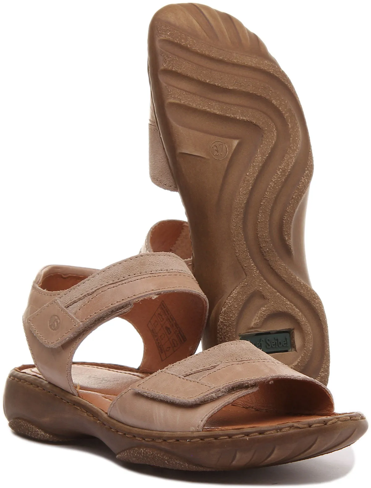 Josef Seibel Debra 19 Sandalia de piel con tira autoadherente para mujer en coñac