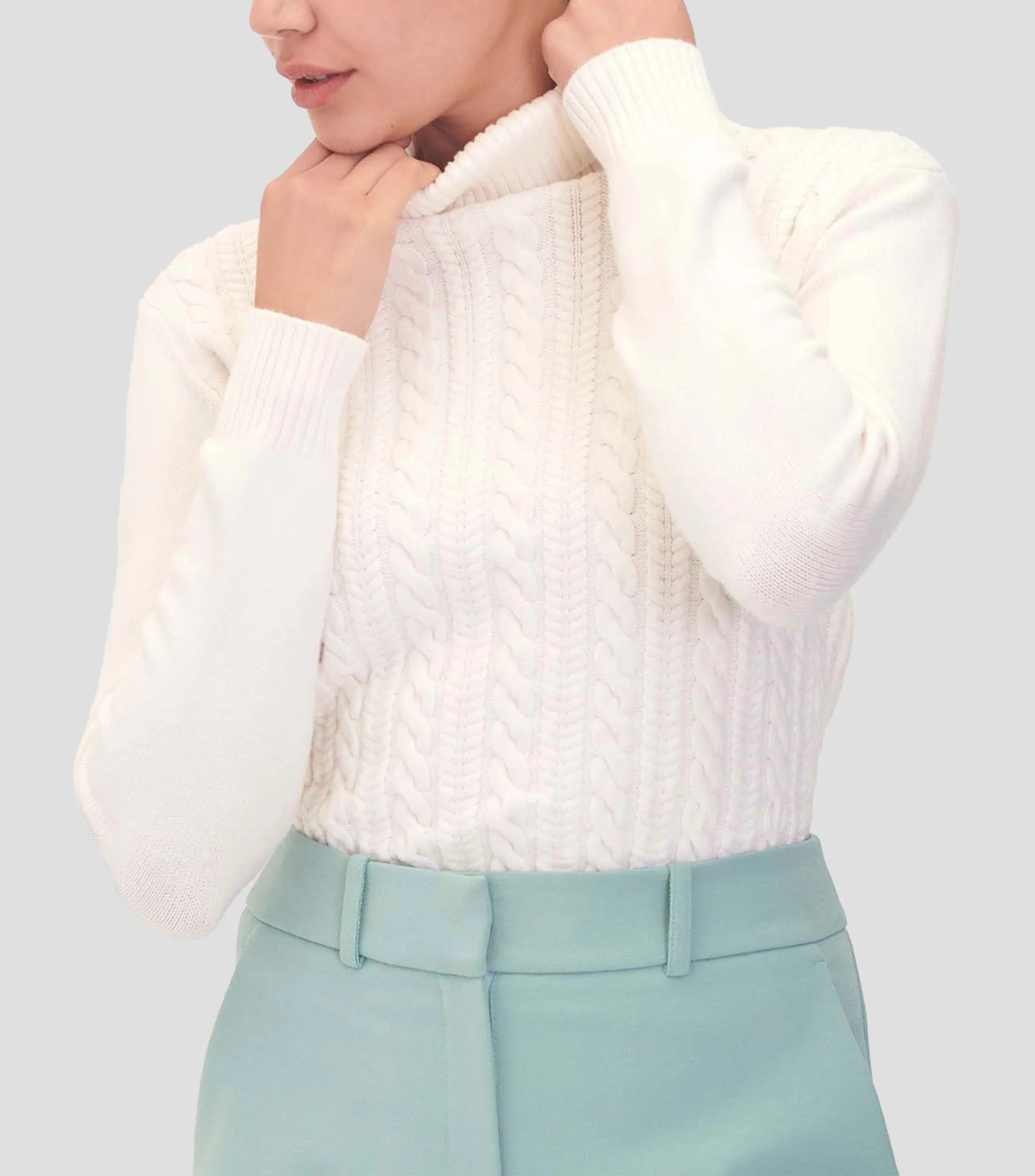 Julio Suéter Corto Tejido Trenzado Off White Mujer