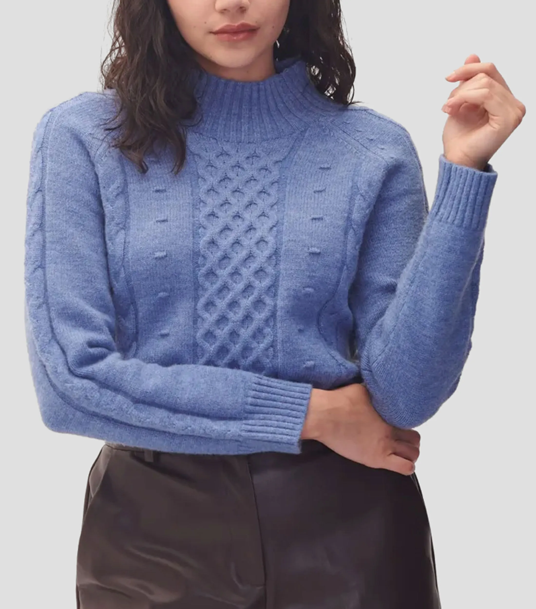 Julio Suéter Tejido Combinado Cuello Perkins Mujer