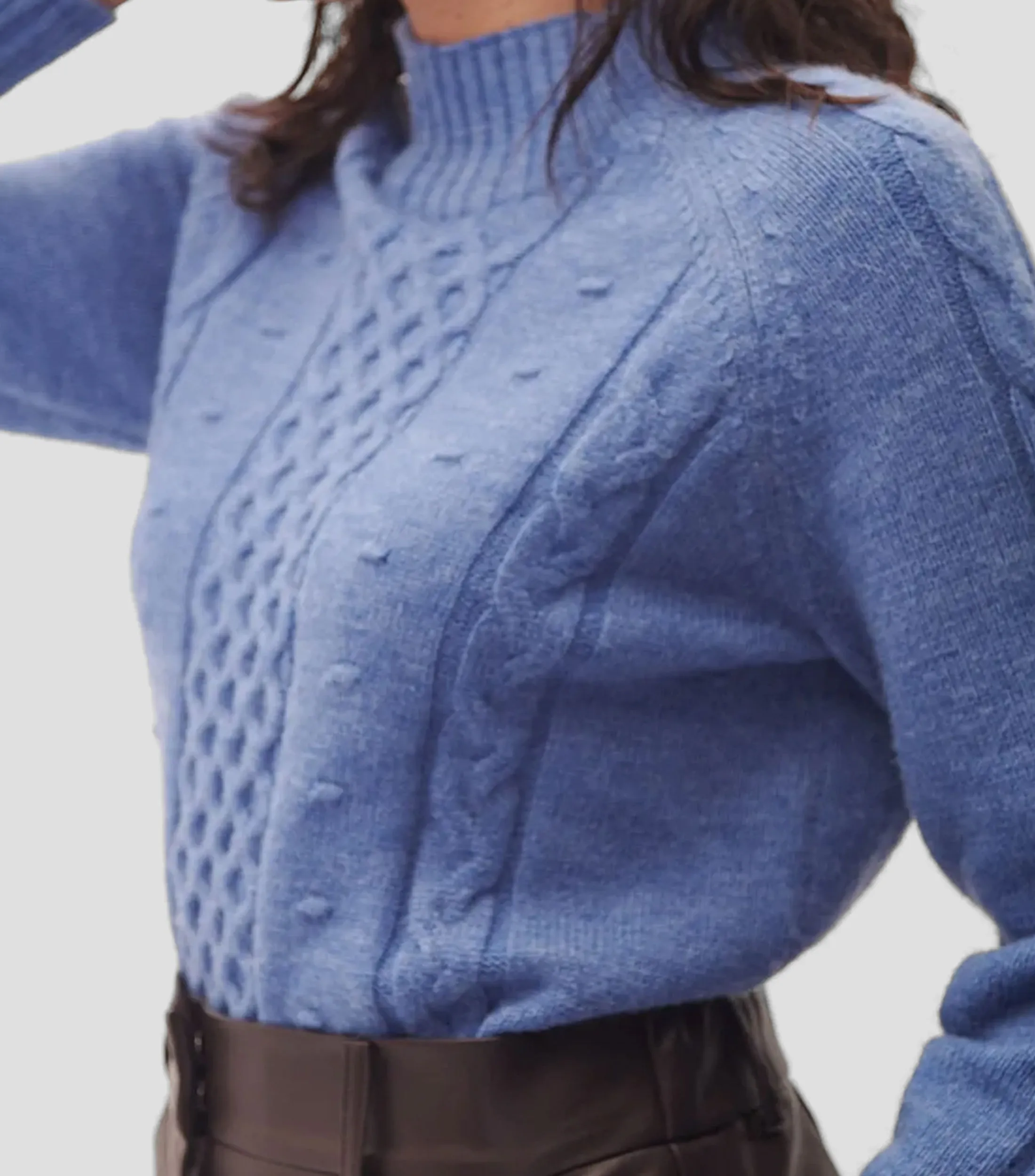 Julio Suéter Tejido Combinado Cuello Perkins Mujer