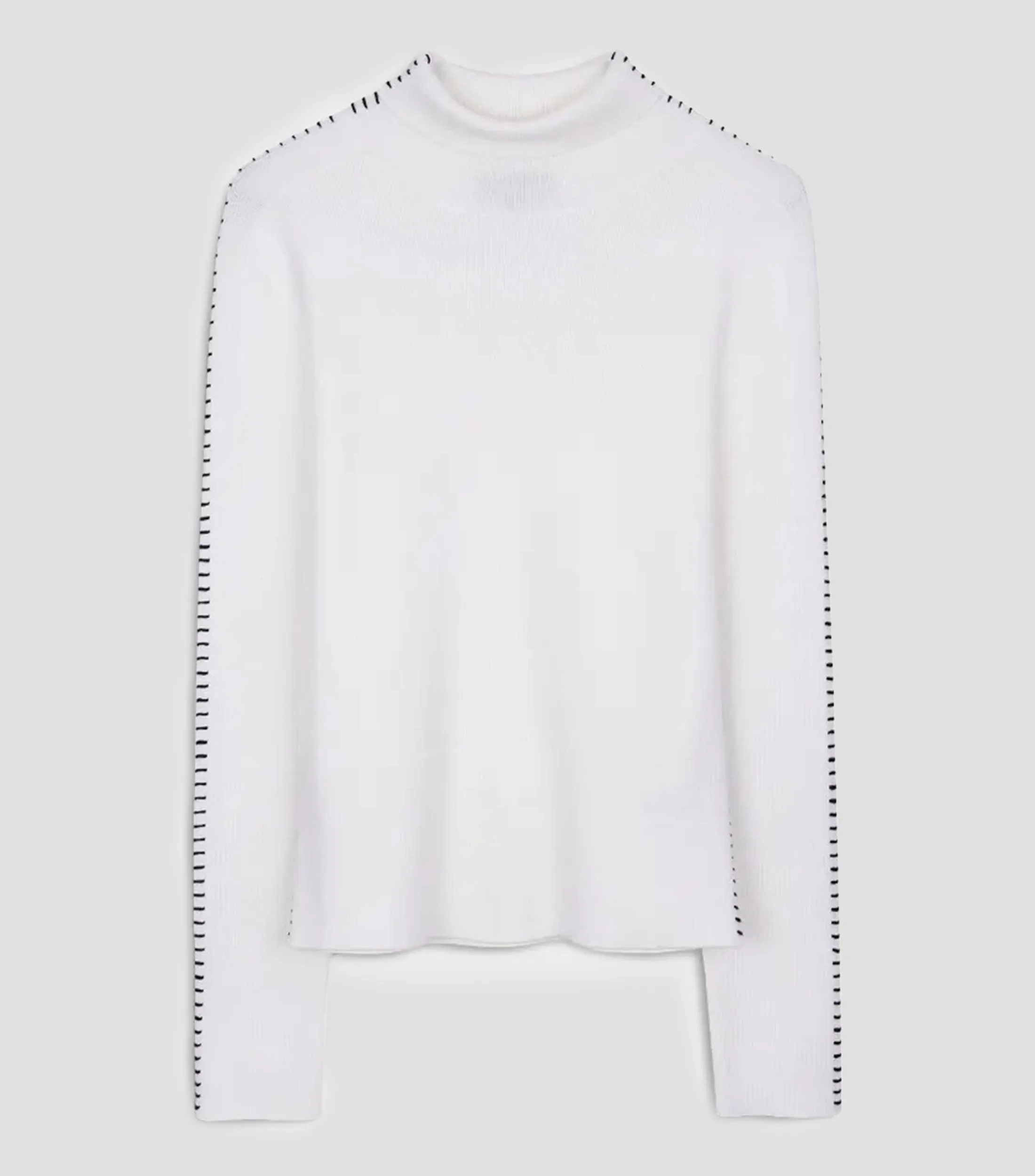 Julio Suéter Tejido Off White Cuello Tortuga Puntada en Contraste Mujer