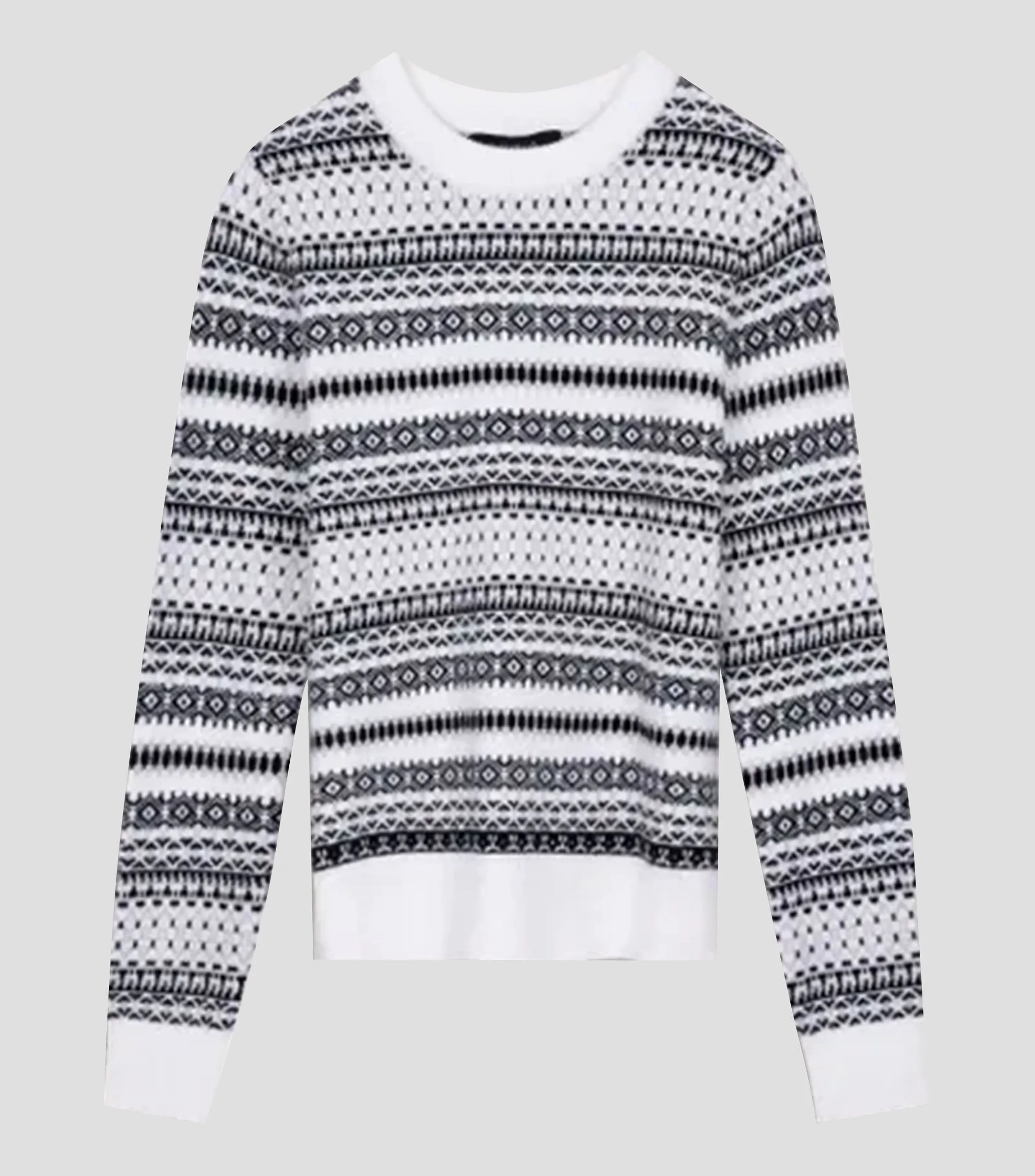 Julio Suéter Tejido Off White Patrón Nórdico Mujer