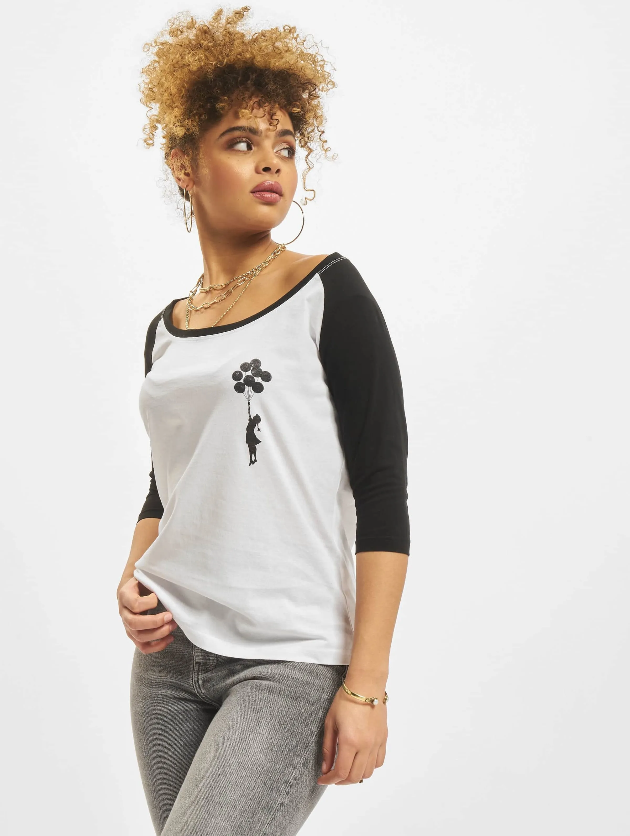 LADIES BRANDALISED  BANKSYÂ´S GRAFFITI BALLOONS RAGLAN TEE