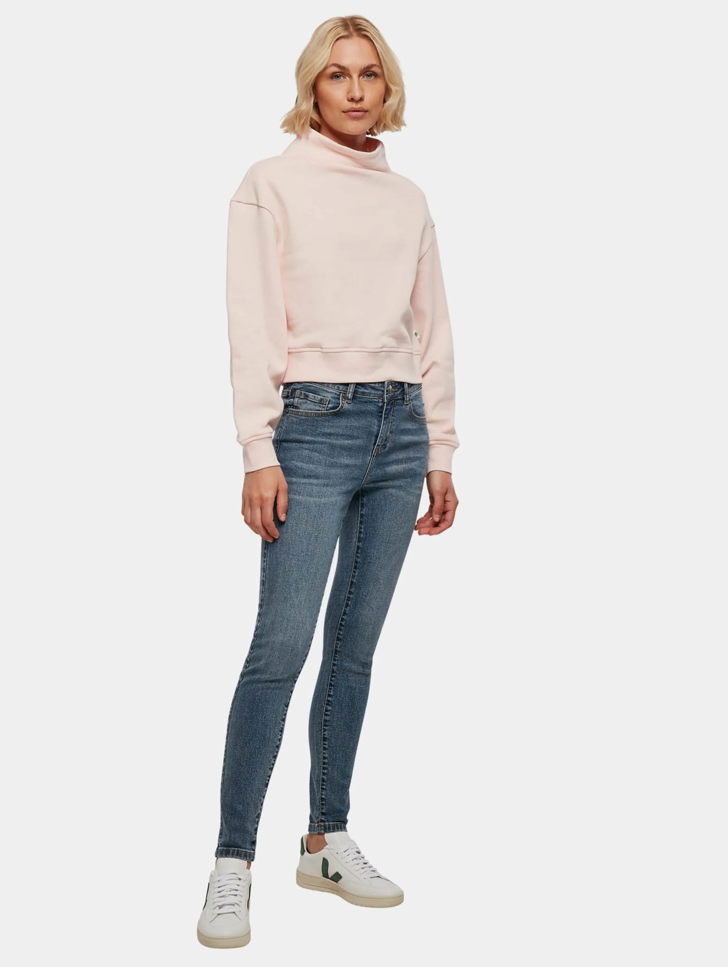 Ladies Organic Short High Neck Crew